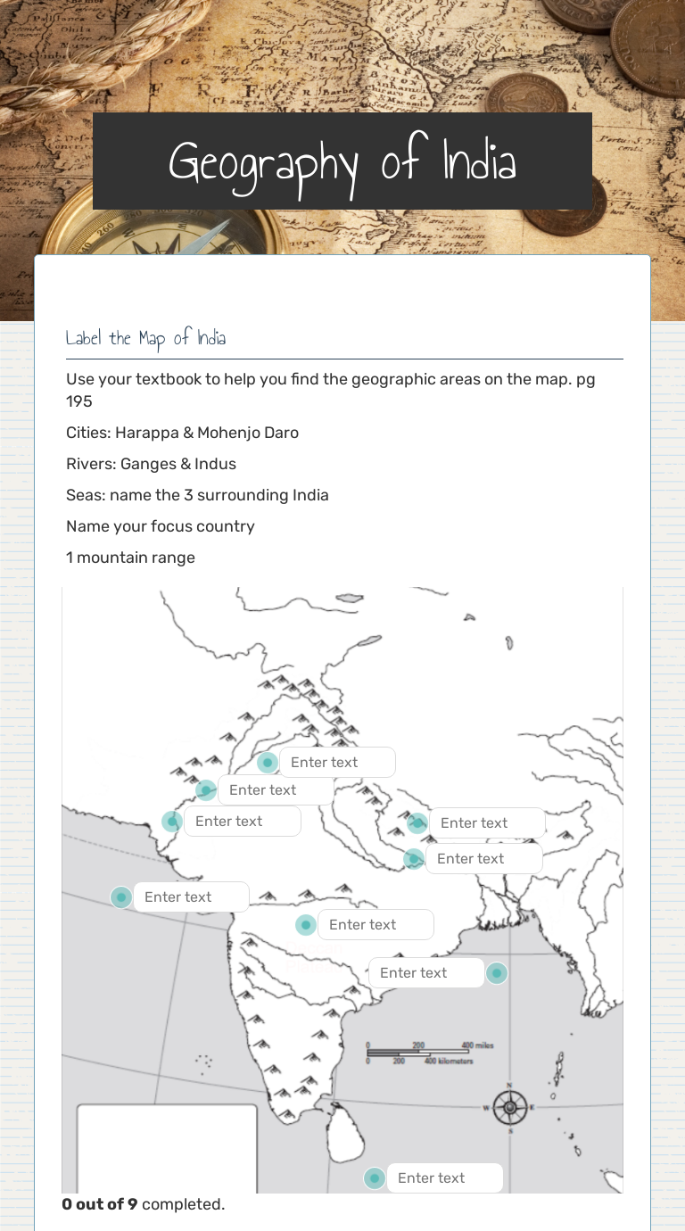 Geography of India Interactive Worksheet by Amy Dabler Wizer.me