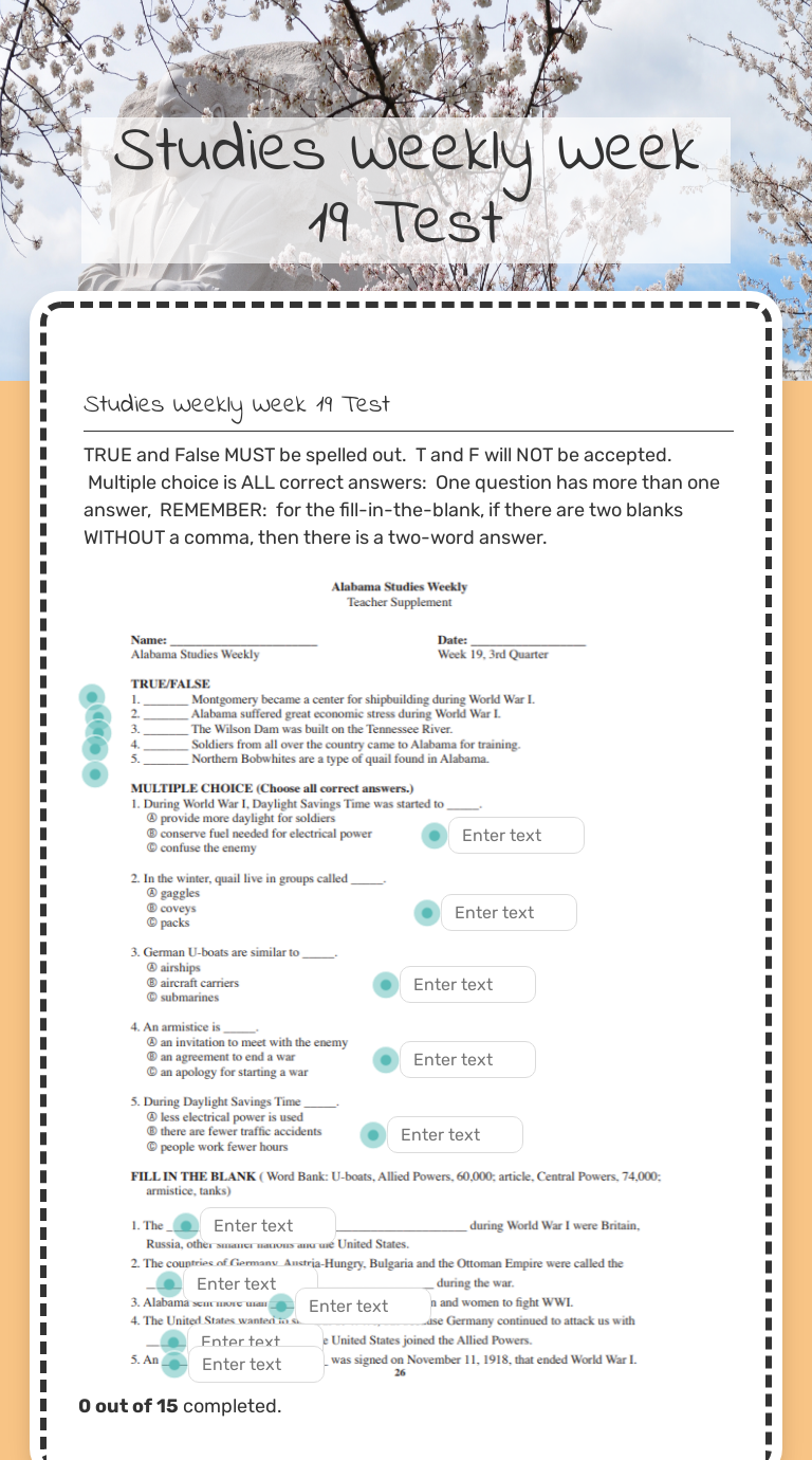 Studies Weekly             
            Week 19                    
 Test Grade 4 worksheet preview
