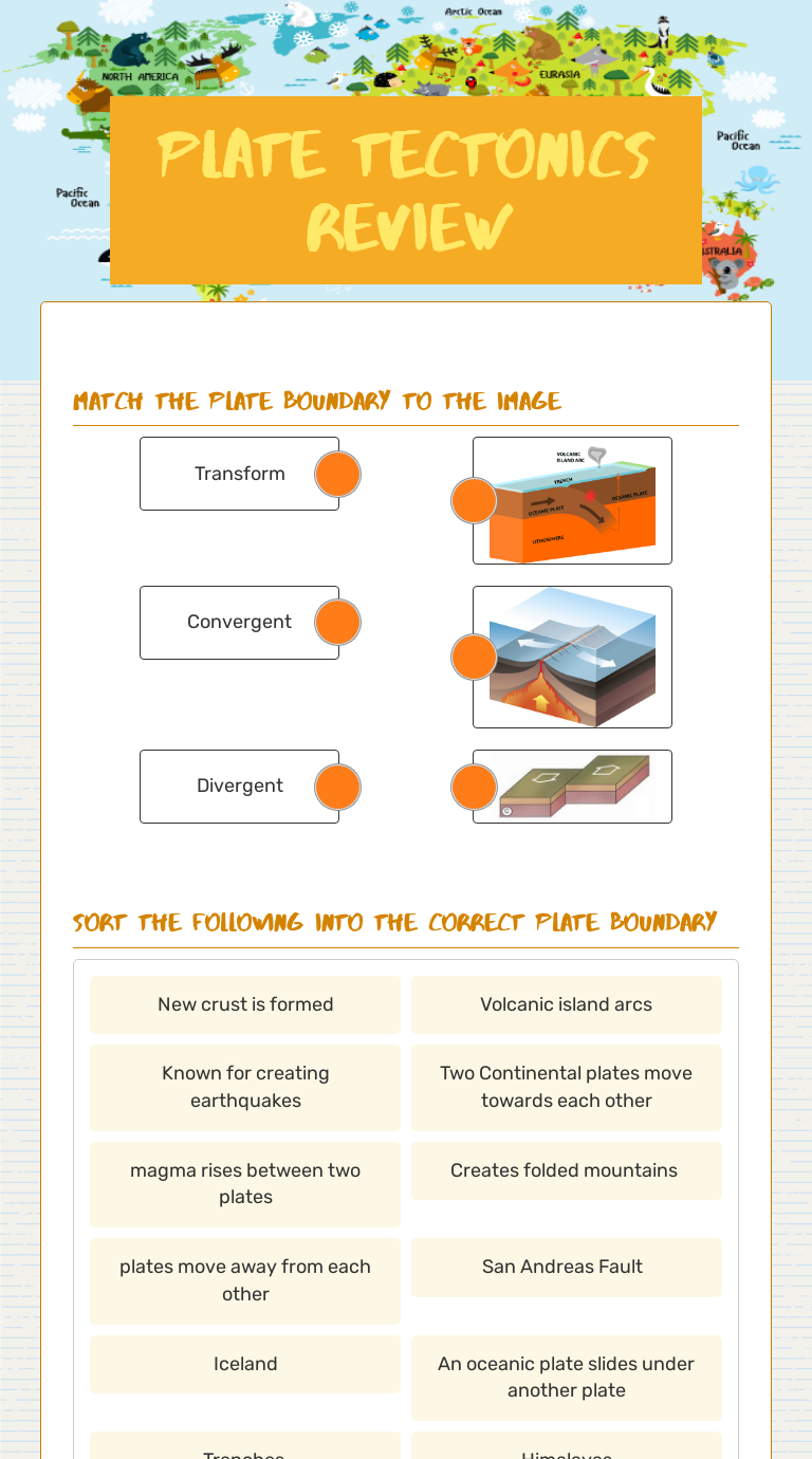 Plate Tectonics Review by Yvonne Montalvo | Interactive Worksheet ...