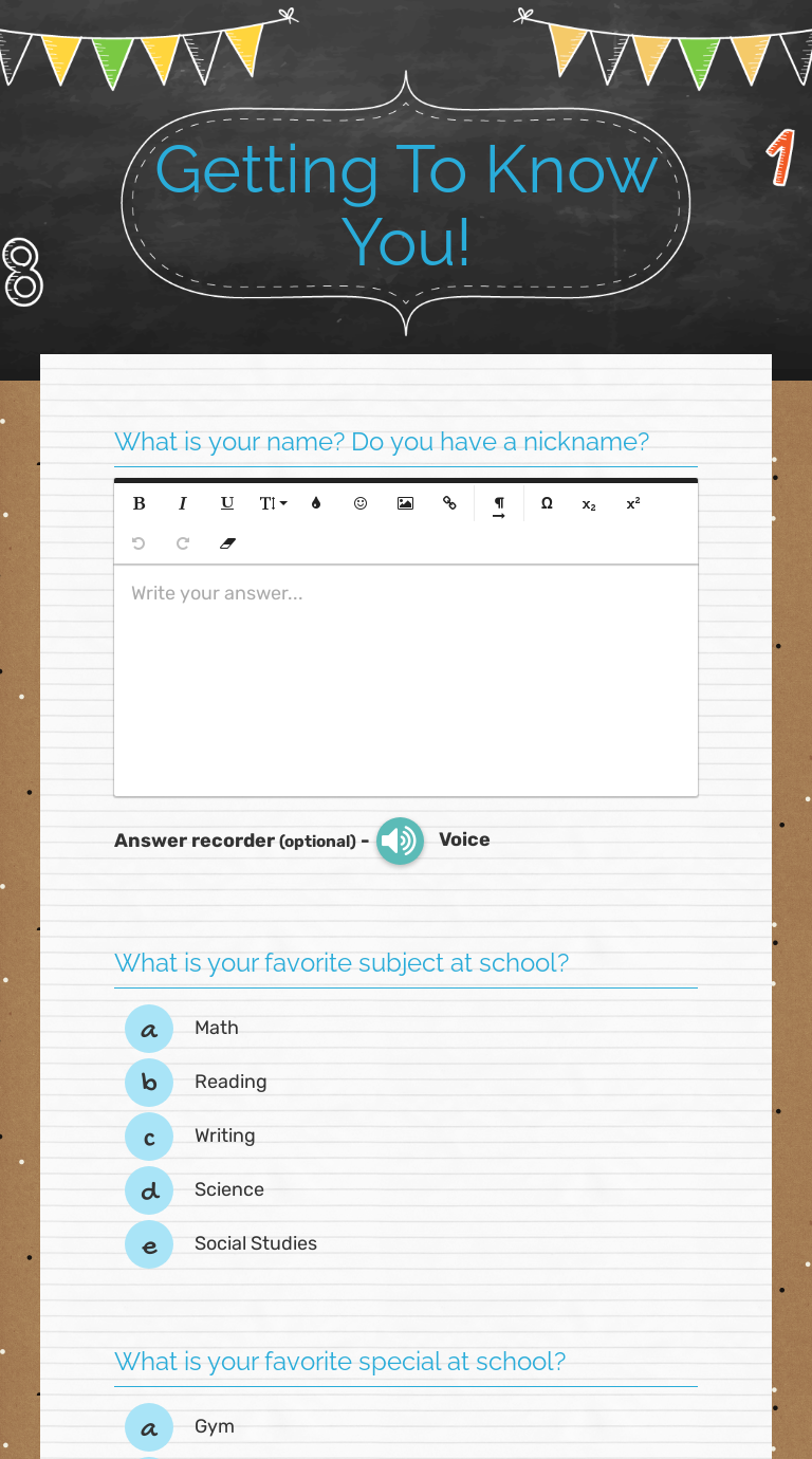 Getting To Know You! worksheet preview