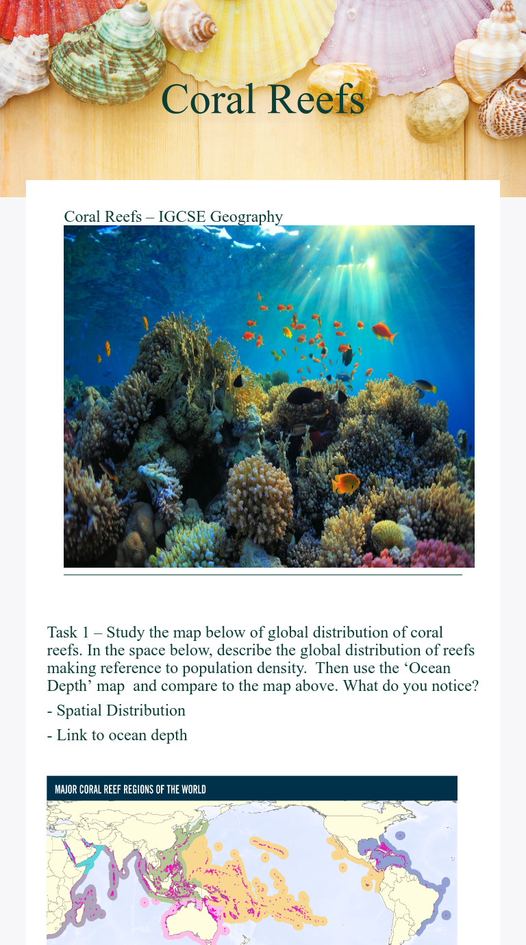 Coral Reefs Interactive Worksheet by Scott Suttonwood Wizer.me