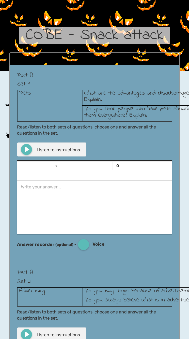 COBE - Snack attack Grade 12 worksheet preview