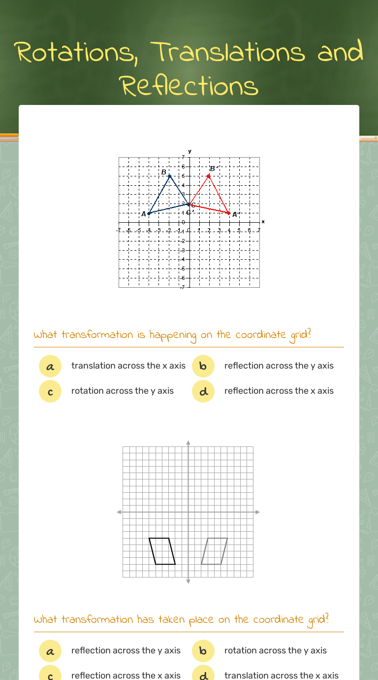 Rotations, Translations and Reflections | Interactive Worksheet by Brad