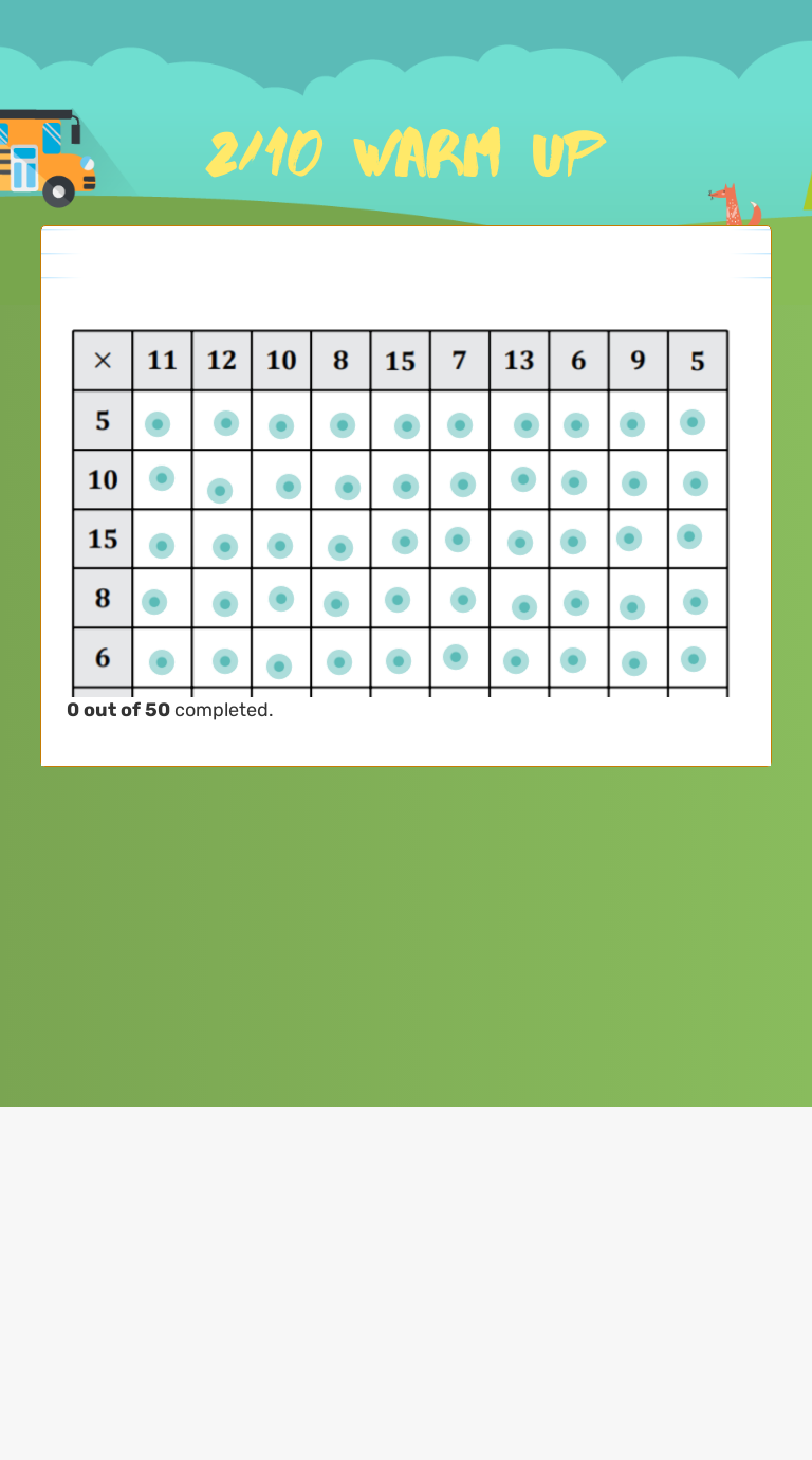 2/10 Warm Up Grade 10 worksheet preview