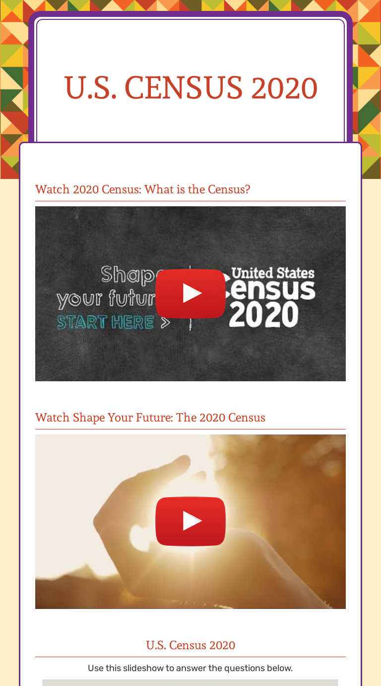 U.S. Census 2020 Grade 9 worksheet preview