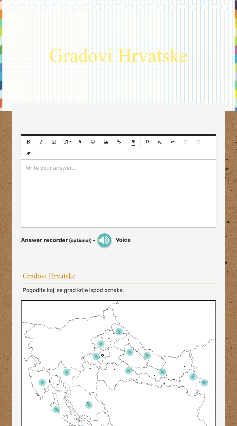 Gradovi Hrvatske worksheet preview image