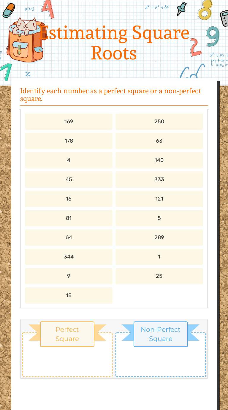 Estimating Square Roots  Interactive Worksheet by Angela Meekey Throughout Estimating Square Roots Worksheet