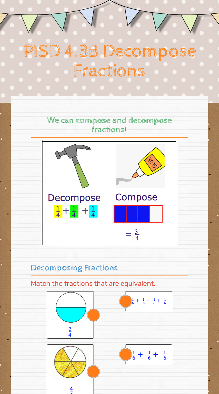 PISD 25.25B Decompose Fractions  Interactive Worksheet by Maria For Decomposing Fractions 4th Grade Worksheet