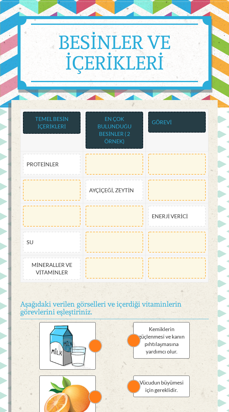 besinler ve icerikleri interactive worksheet by banu koyluer wizer me