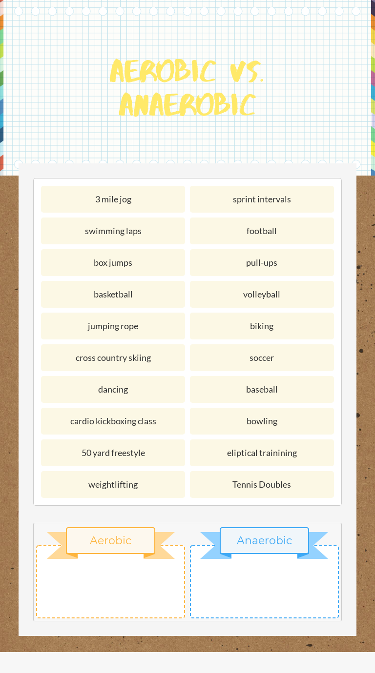 Aerobic vs. Anaerobic | Interactive Worksheet by Tim Stokes | Wizer.me