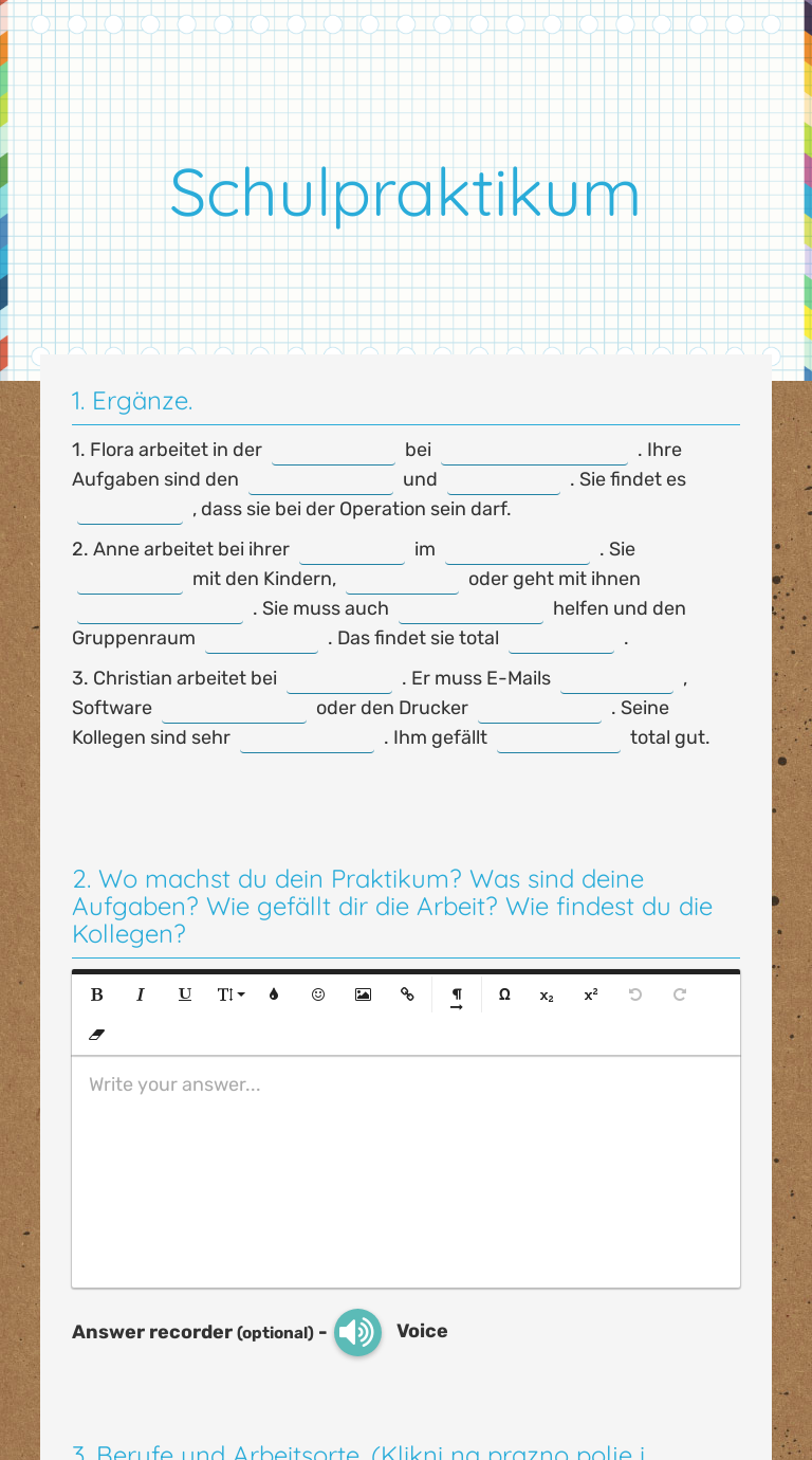 Schulpraktikum worksheet preview image