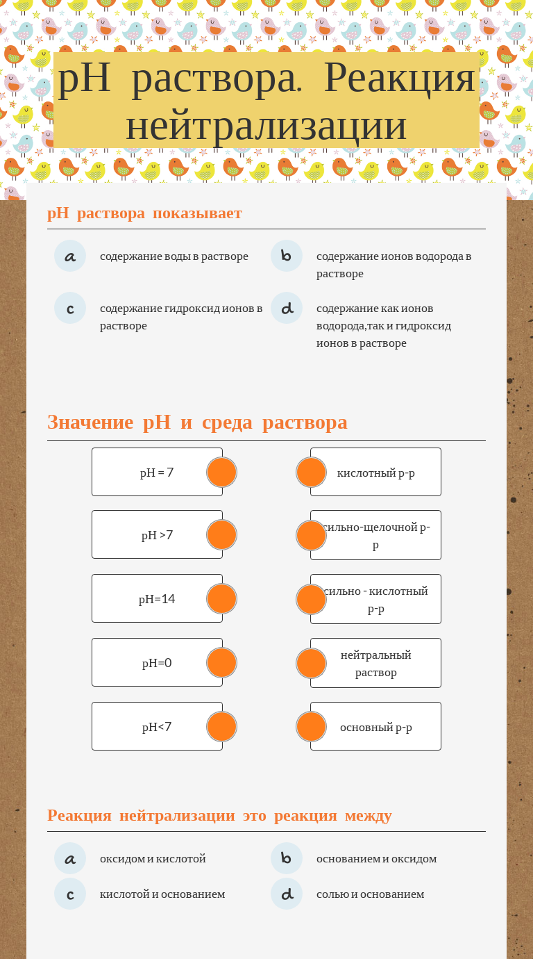 рН раствора. Реакция нейтрализации worksheet preview image