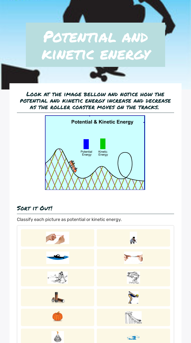 Potential and kinetic energy  Interactive Worksheet by Karen Regarding Potential And Kinetic Energy Worksheet