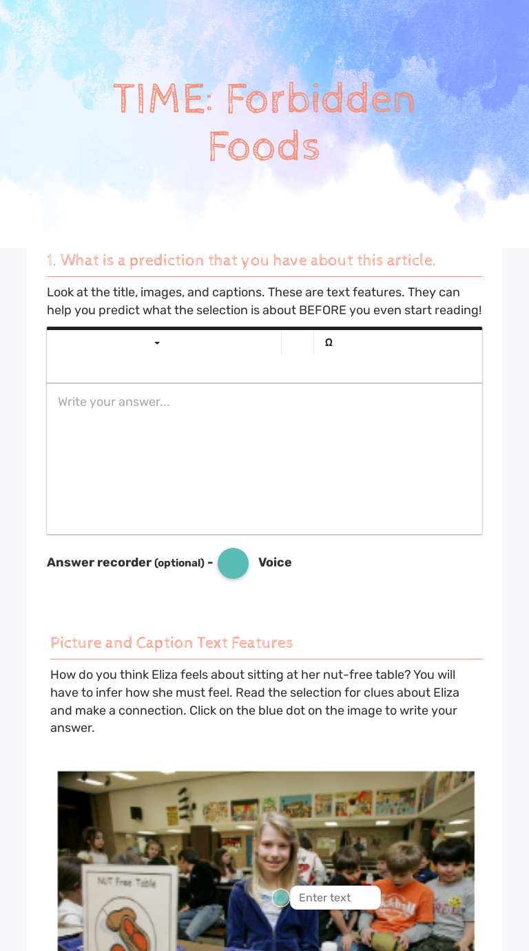 TIME: Forbidden Foods Grade 3 worksheet preview