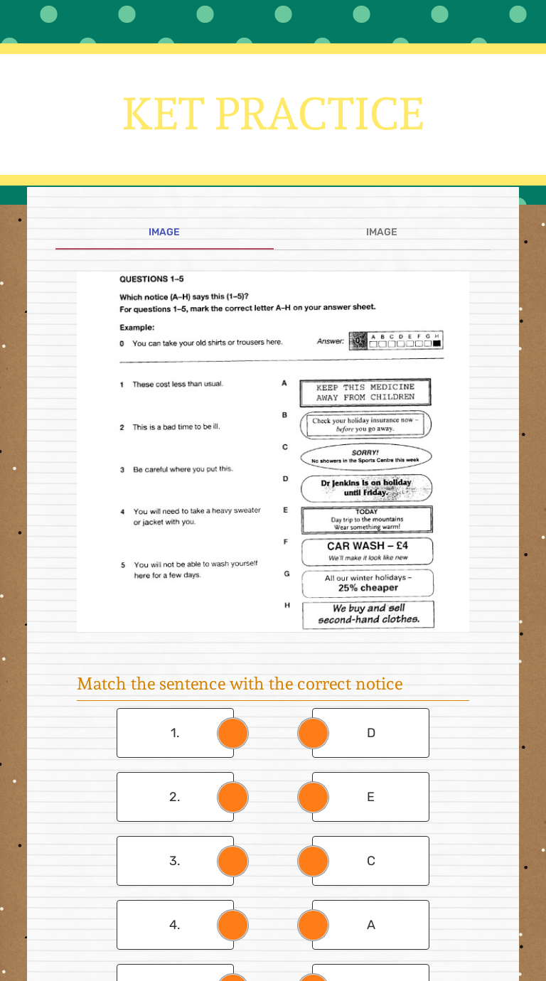 KET PRACTICE Grade 9 worksheet preview