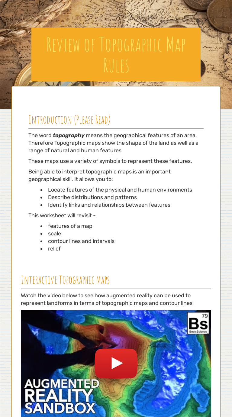 Review of Topographic Map Rules worksheet preview image