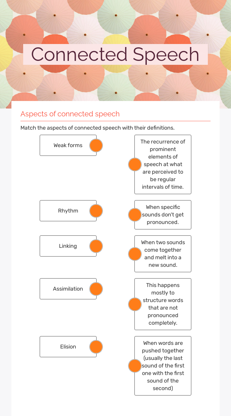 worksheet on connected speech