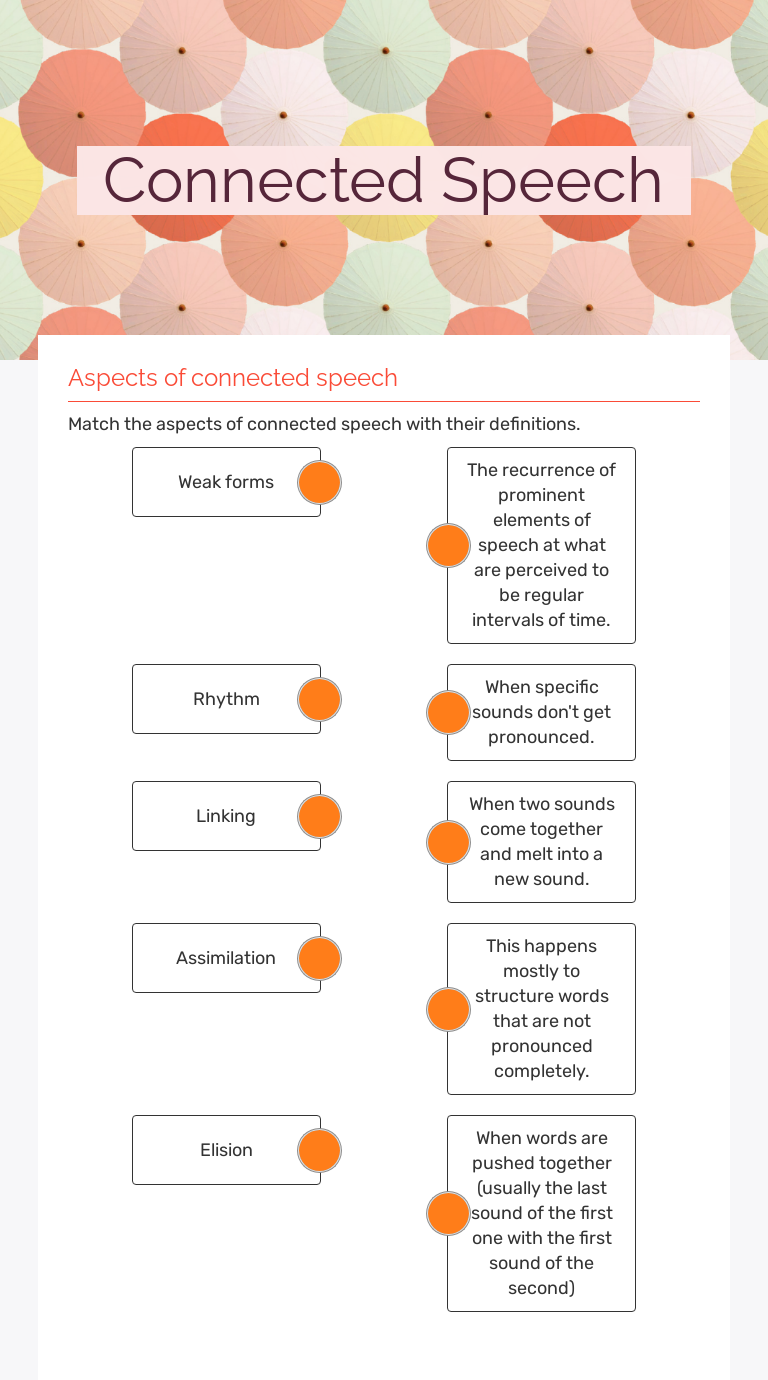 Connected Speech Interactive Worksheet by Jimena Alviar Wizer.me