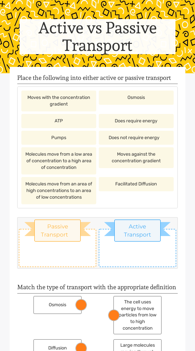 Active And Passive Transport Worksheet Fill In The Blank - Free ...