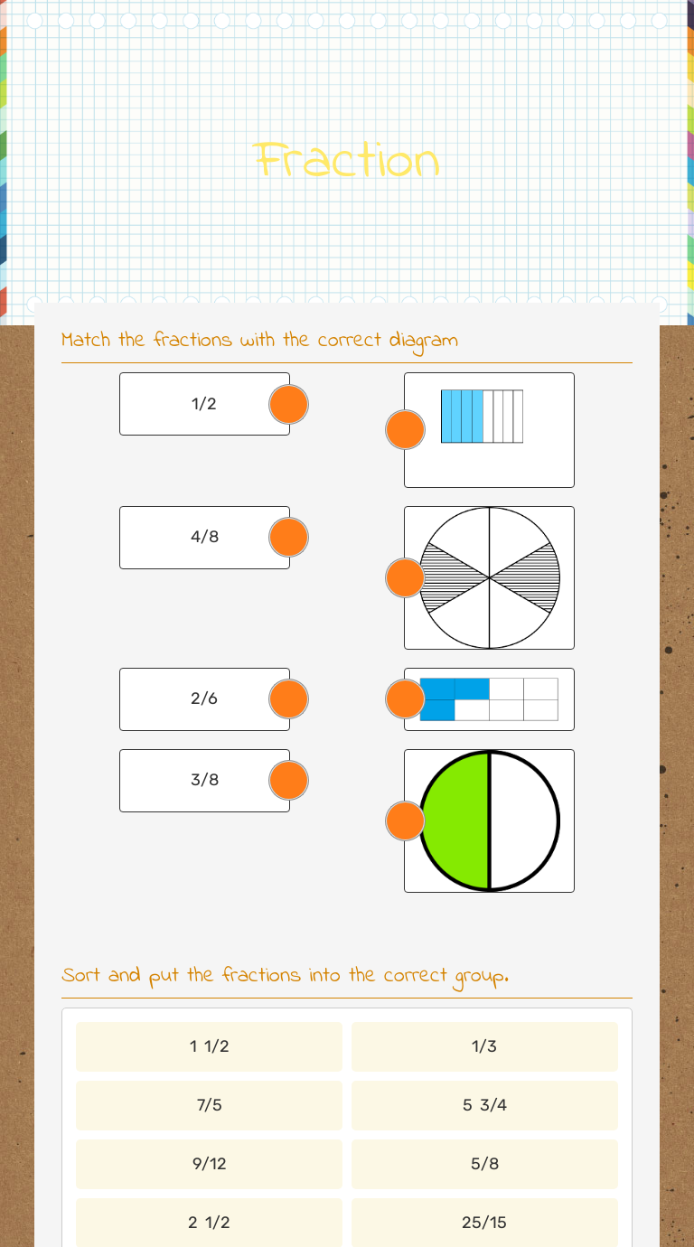 Fraction worksheet preview image