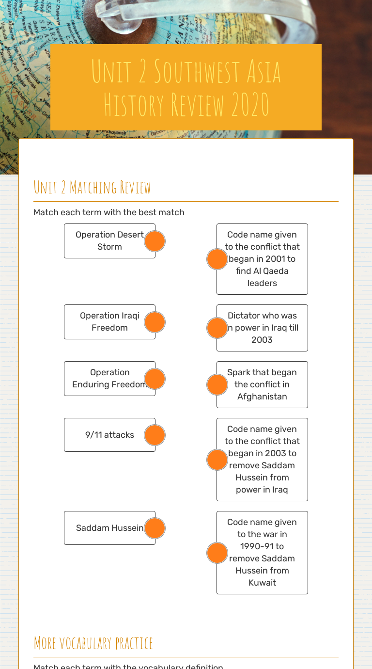 Unit 2 Southwest Asia History Review 2020 | Interactive Worksheet by ...