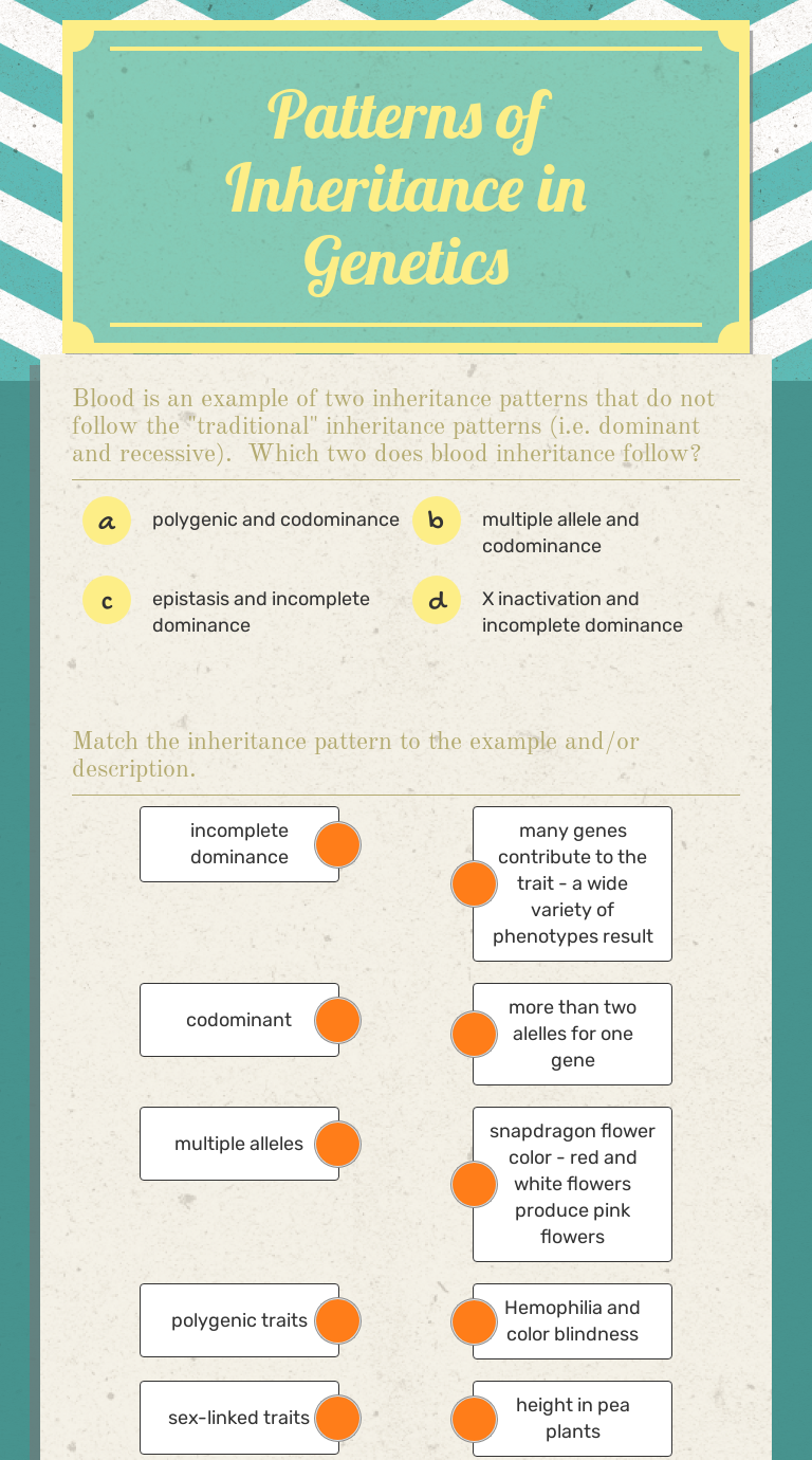 Patterns of Inheritance in Genetics | Interactive Worksheet by Rebecca