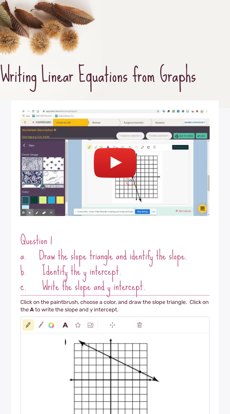writing linear equations assignment active