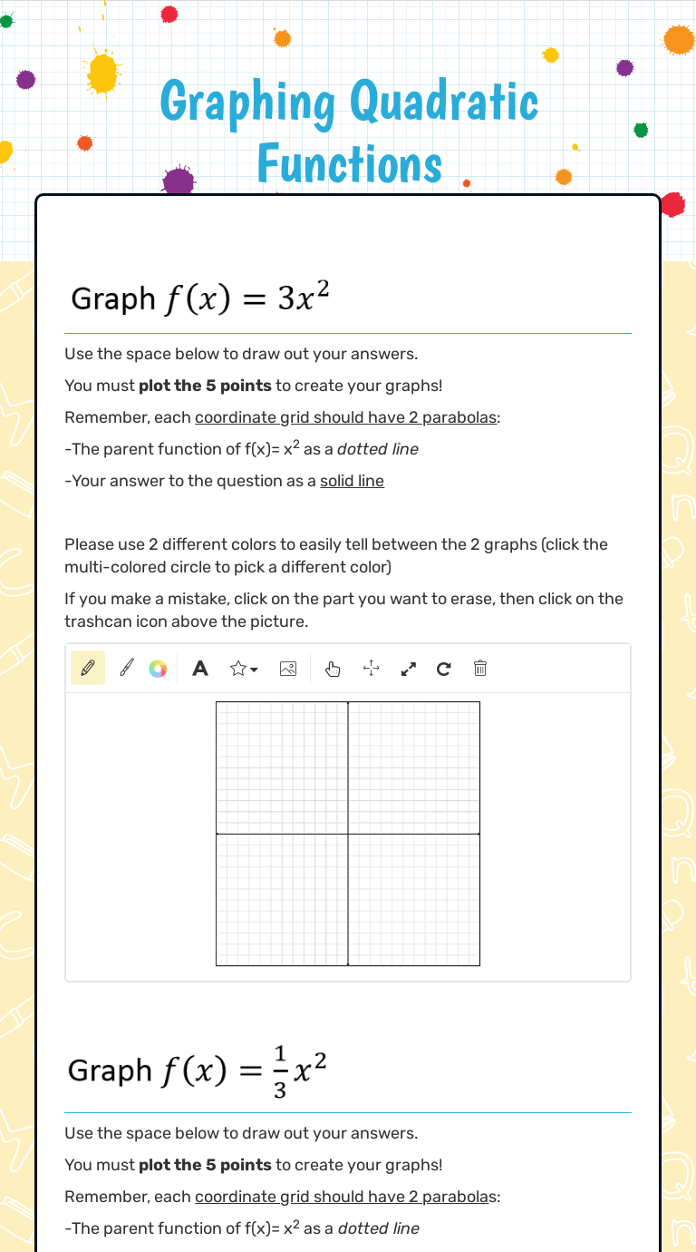 Graphing Quadratic Functions  Interactive Worksheet by Jason Inside Parent Function Worksheet Answers