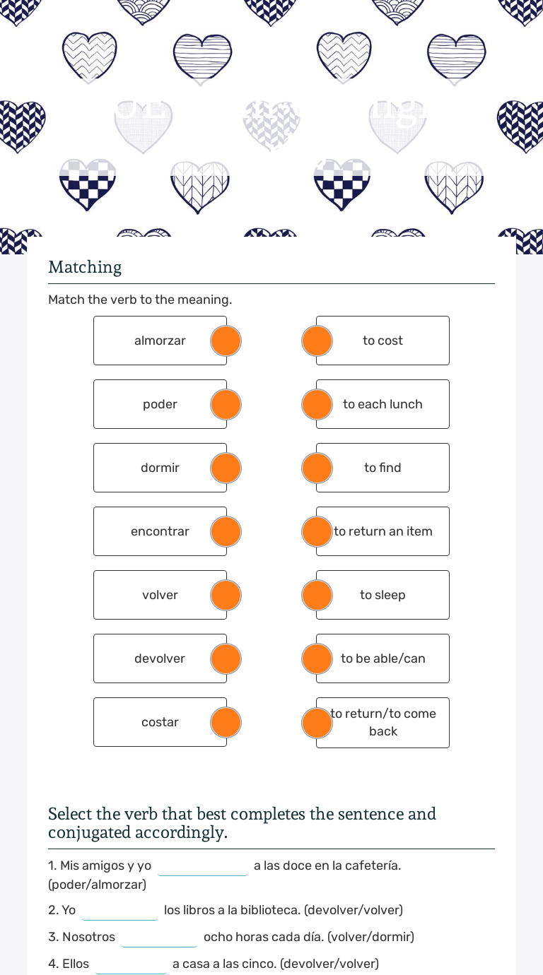 Spanish Stem Changing Verbs O Ue Worksheet