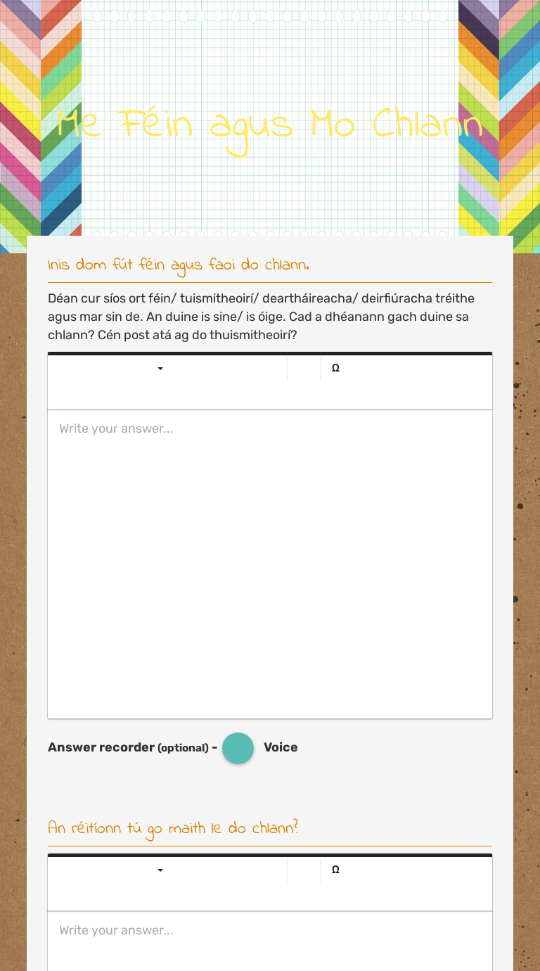 Me Féin agus Mo Chlann worksheet preview