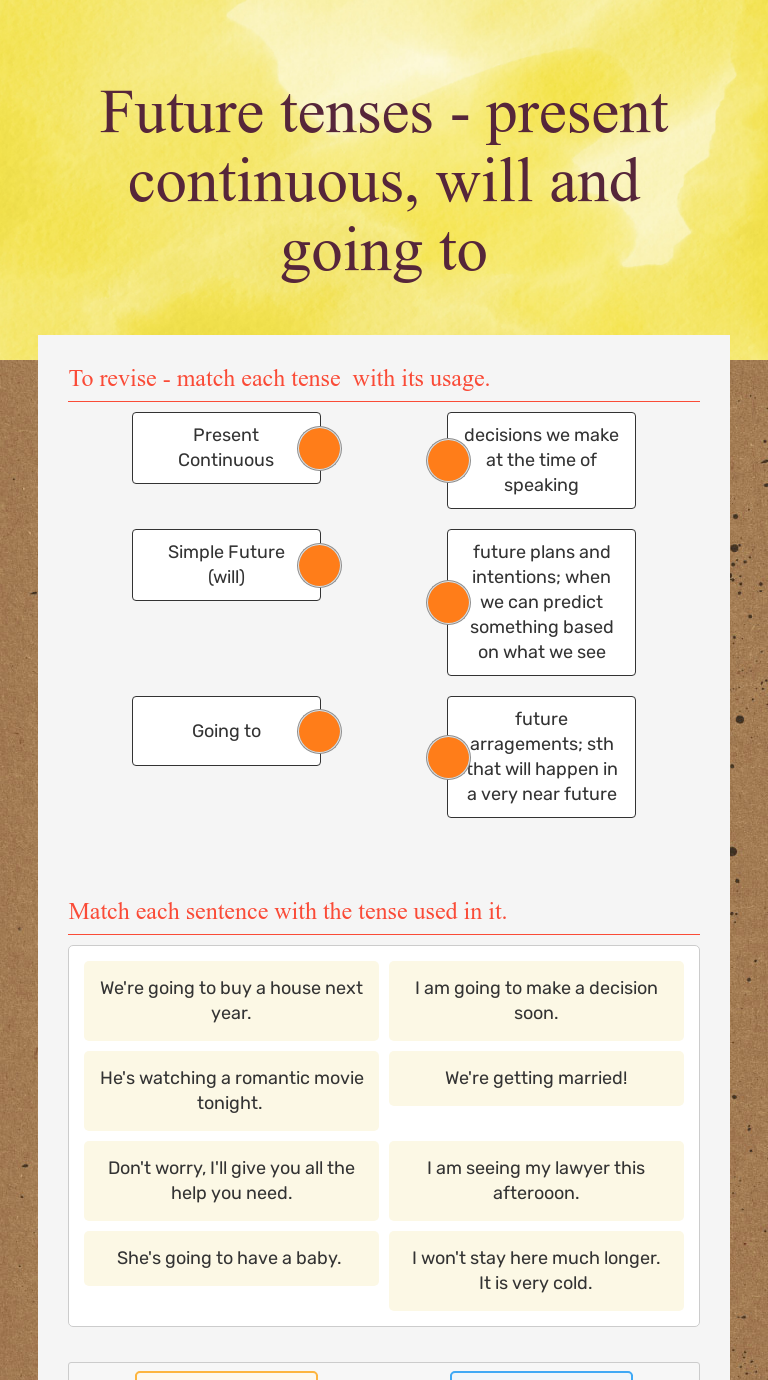 Future tenses - present continuous, will and going to | Interactive ...