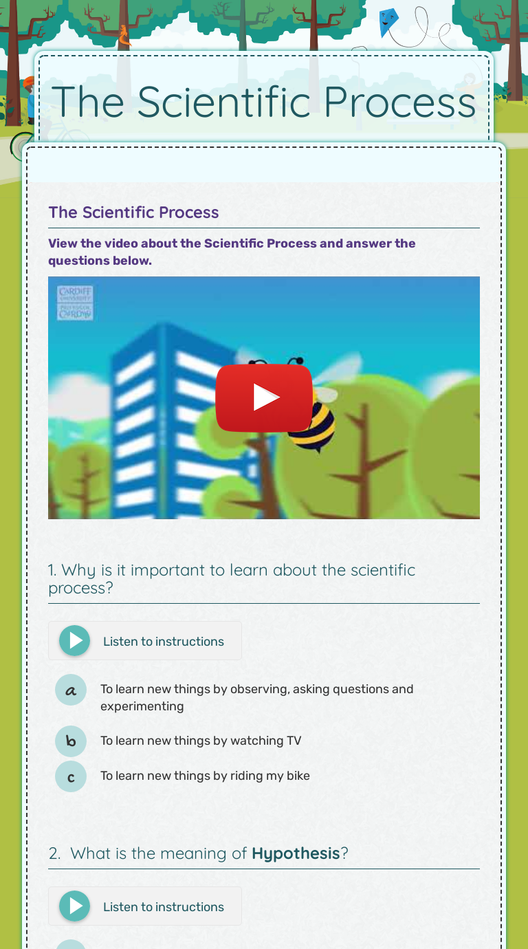 The Scientific Process Grade 3 worksheet preview