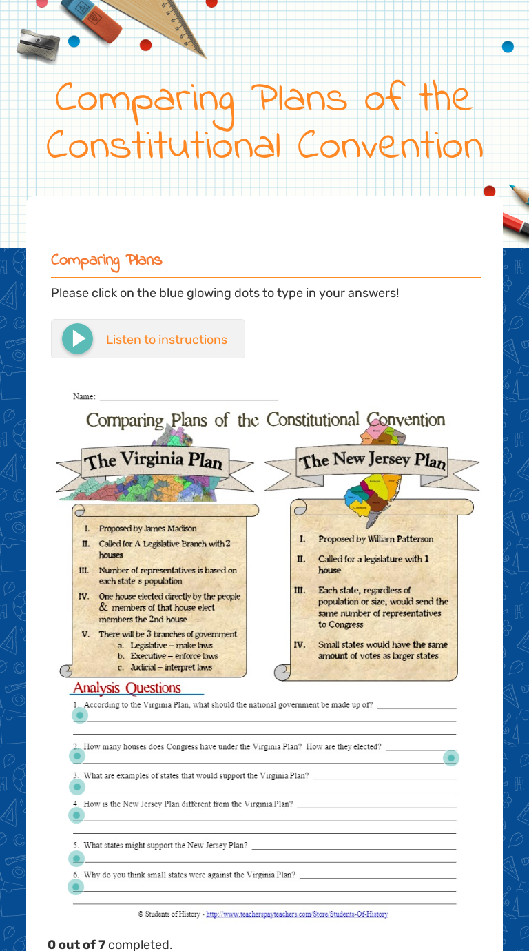 Comparing Plans of the Constitutional Convention  Interactive In The Constitutional Convention Worksheet