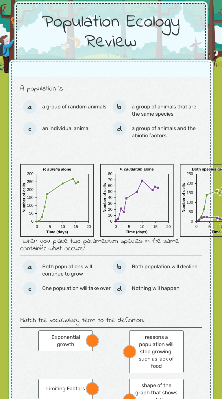 Population Ecology Review  Interactive Worksheet by Megan With Population Ecology Graph Worksheet