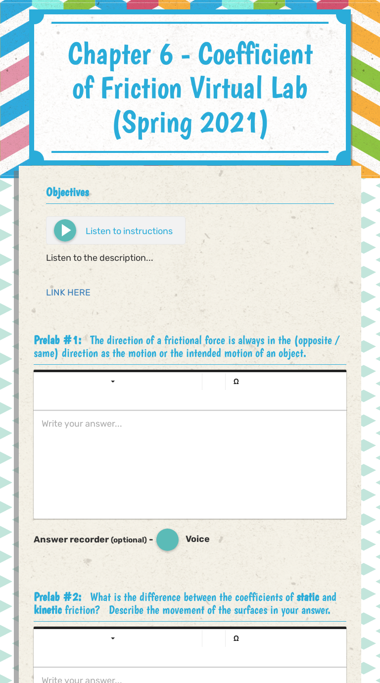 Chapter 20 - Coefficient of Friction Virtual Lab (Spring 20 With Coefficient Of Friction Worksheet Answers