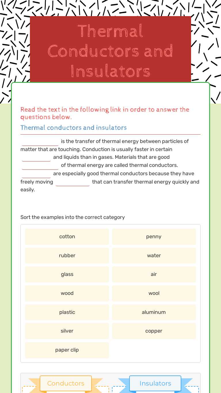 Thermal Conductors and Insulators | Interactive Worksheet by Logan Tubb ...