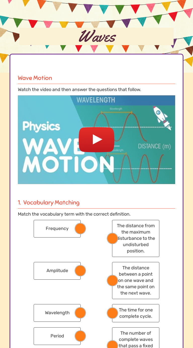 Waves | Interactive Worksheet by Brandi Workman | Wizer.me