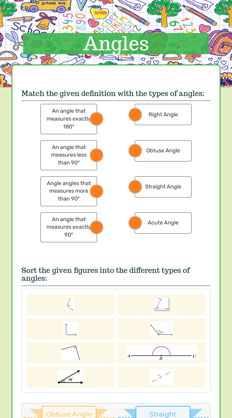 Angles Grade 4 worksheet preview